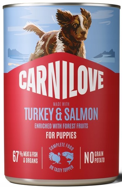 ZESTAW CARNILOVE mokra karma dla szczeniąt SALMON&TURKEY PUPPIES 12X400g