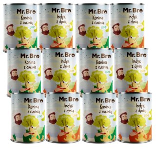ZESTAW Mr. Bro LIGHT Indyk i Konina z dynią 12x400g Monoproteinowa