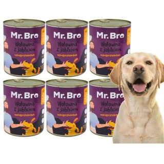 ZESTAW Mr. Bro Wołowina z jabłkiem 6X800g - Monoproteinowa
