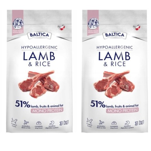 Zestaw BALTICA NUTRACEUTIC Hypoallergenic Lamb & Rice M 2x3kg