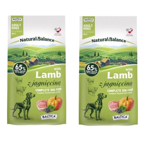 Zestaw Baltica Jagnięcina M/L 2X9kg karma dla psa sucha Natural Balance