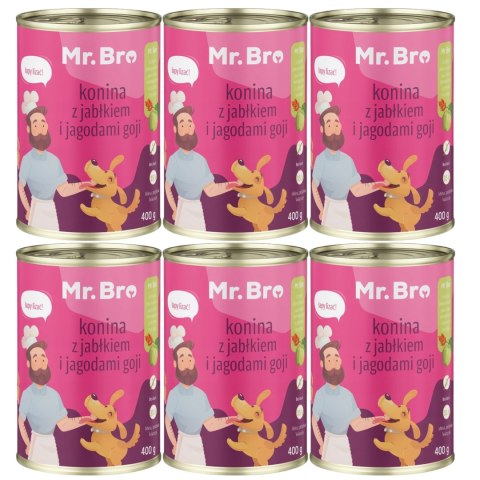 Zestaw Mr. Bro Pies Konina z jabłkiem i goji 6x400g