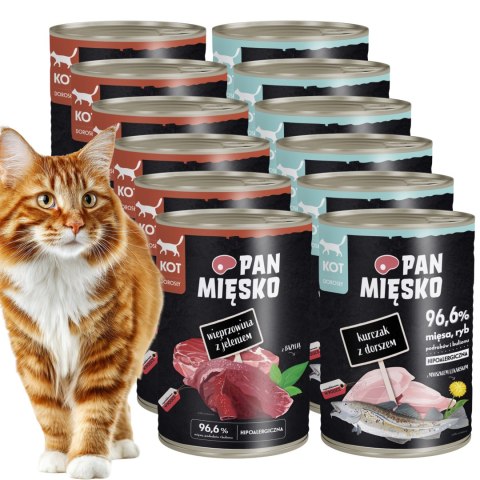 Zestaw Pan Mięsko dla kota 12x400 mokra karma MIX SMAKÓW gratis
