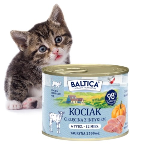 BALTICA Smaki Regionów Karma mokra Kociak Cielęcina z indykiem 6x185g