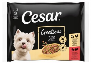 Cesar Wołowina Kurczak w Sosie 4x85g Karma Mokra dla Psa