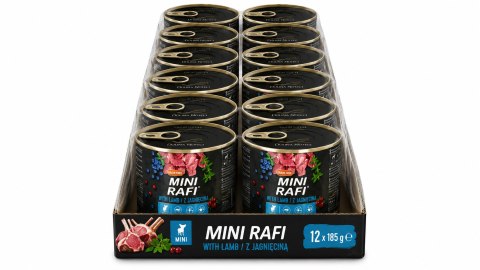 DOLINA NOTECI MINI RAFI Mokra karma dla psa puszka z jagnięciną 12x185g