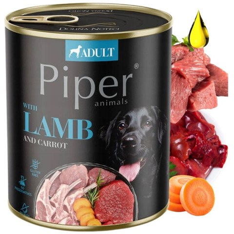 Dolina Noteci Piper z jagnięciną i marchewką PUSZKA dla psa 12x800g karma