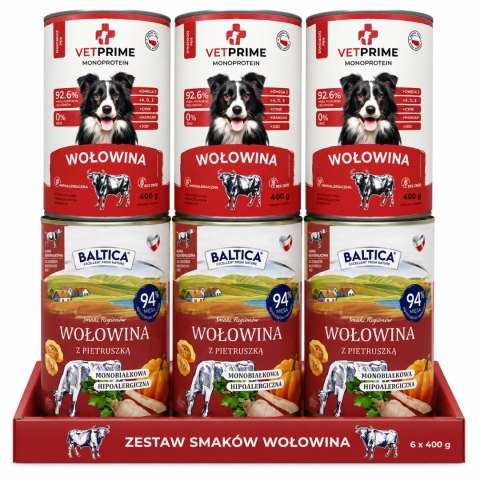 Karma Mokra dla Psa Wołowina Monoproteinowa Baltica VetPrime 6x400g