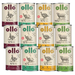 OLLO MIX SMAKÓW MEGA ZESTAW 12X400 INDYK kaczka booster UMAMI
