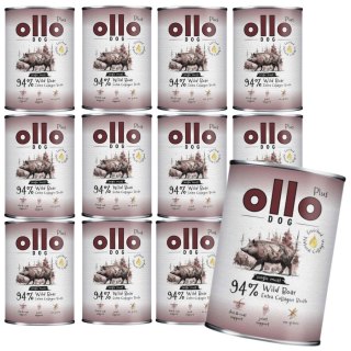 OLLO PLUS KOLAGEN - DZIK 12X400g - MONOBIAŁKOWA KARMA MOKRA DLA PSA