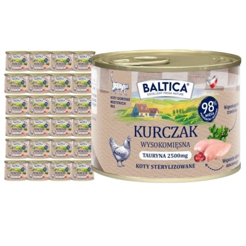 PAKIET Baltica, Karma mokra dla kota Kurczak, puszka 24x185g