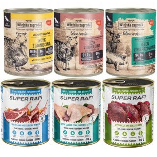 PAKIET PRÓBNY ZESTAW WIEJSKA ZAGRODA SUPER RAFI 6x800 g - MIX SMAKÓW