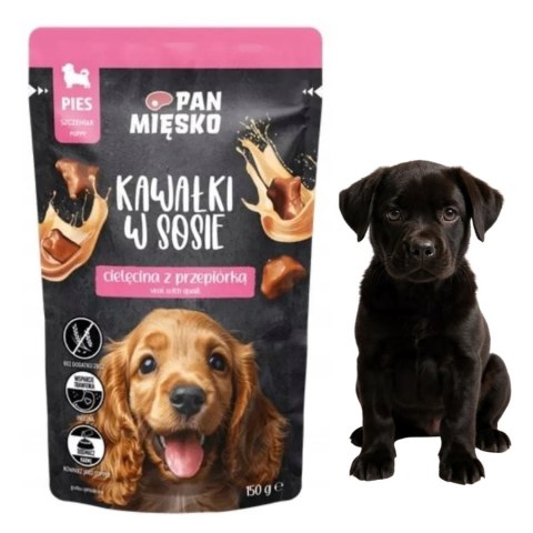 PAN MIĘSKO Junior Cielęcina z Przepiórką 10X150g - mokra karma dla szczeniąt