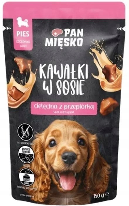 PAN MIĘSKO Junior Cielęcina z Przepiórką 10X150g - mokra karma dla szczeniąt