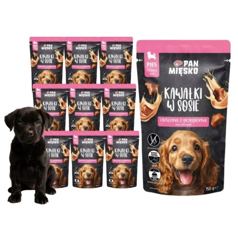 PAN MIĘSKO Junior Cielęcina z Przepiórką 10X150g - mokra karma dla szczeniąt