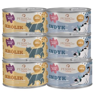 PERROland CATering 6x185g Indyk Królik karma mokra dla kota