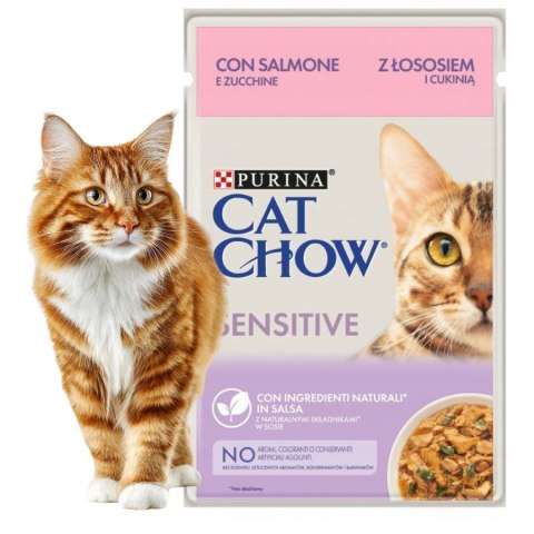 PURINA Cat Chow Adult Łosoś Fasolka karma mokra 10x85g 7+3 GRATIS