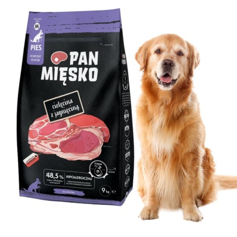 Pan Mięsko Cielęcina z jagnięciną 9kg Senior chrupki M