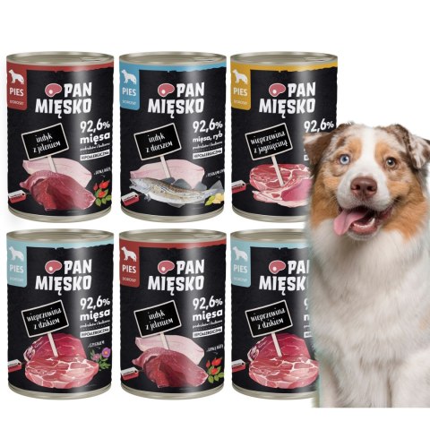 Pan Mięsko Mix Karma Mokra dla Psa 6x400g Indyk Dorsz Jeleń Dzik Jagnięcina