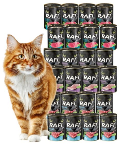Rafi Cat Sterilised 36x400g MIX 3 smaki królik jagnięcina karma mokra dla kota