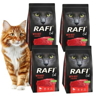 Rafi Cat zestaw 4x1,5 kg sucha karma dla kota dorosłego wołowina 6kg