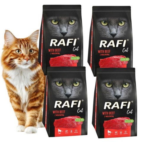 Rafi Cat zestaw 4x1,5 kg sucha karma dla kota dorosłego wołowina 6kg