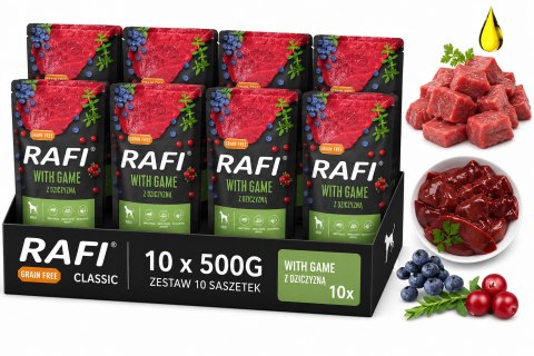 Rafi Dziczyzna borówka żurawina Dolina Noteci SASZETKA 10X500G