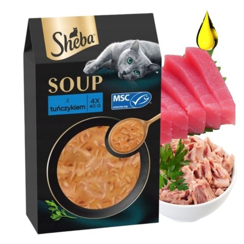 Sheba Soup Tuńczyk 4x40g wyborne kawałeczki w bulionie