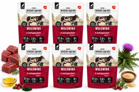 WIEJSKA ZAGRODA Wołowina Monoproteinowa karma dla psa saszetka 6x500g