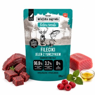 Wiejska Zagroda Karma mokra dla psa Fileciki Jeleń z tuńczykiem Leśne smaki (dorosły) 280g