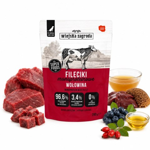 Wiejska Zagroda Karma mokra dla psa Fileciki Wołowina Monoproteinowa (dorosły) 280g