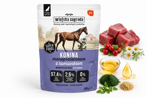 Wiejska Zagroda Konina Monoproteinowa Karma Mokra dla Psa Saszetka 500g