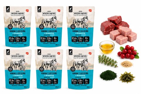 Wiejska Zagroda Konina z Cielęciną Karma Mokra dla Psa Saszetka 6x500g