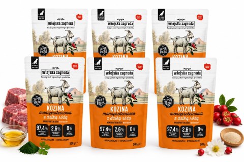 Wiejska Zagroda Kozina Monoproteinowa Karma Mokra dla Psa Saszetka 6x500g
