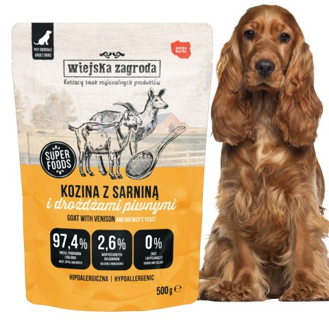 Wiejska Zagroda Kozina z Sarniną Karma Mokra dla Psa Saszetka 500g