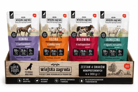 Wiejska Zagroda Monoproteinowa Karma dla Psa MIX Konina Jagnięcina 4x500g