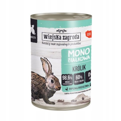 Wiejska Zagroda Monoproteinowy Królik 12X400g karma dla kociąt