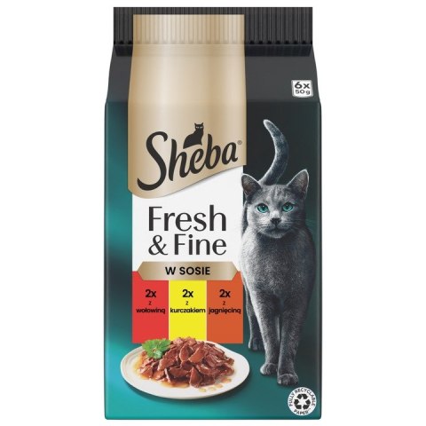ZESTA Sheba Fresh&Fine wołowina kurczak jagnięcina w sosie 72x 50g