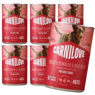 ZESTAW ARNILOVE DOG CAN TURKEY&REINDEER&WILDBOAR 6X400g