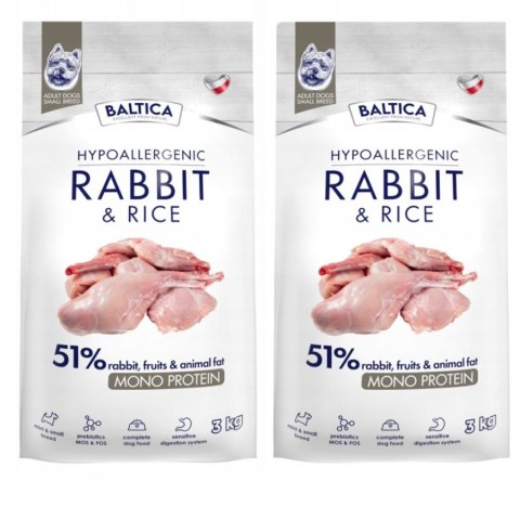 ZESTAW BALTICA NUTRACEUTIC ADULT RABBIT & RICE XS/S 2X3kg