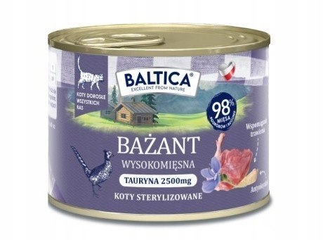 ZESTAW Baltica Karma mokra dla kota BAŻANT monobiałkowa kot dorosły puszka 24x185g