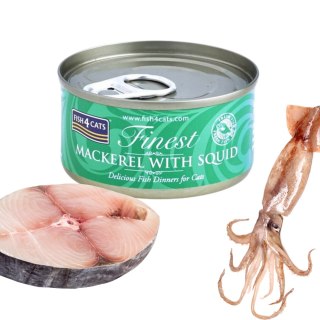 ZESTAW Fish4Cats MACKEREL & SQUID Makrela z Kałamarnicami 10X70g
