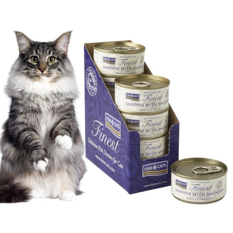 ZESTAW Fish4Cats SARDINE ANCHOVY Sardynka 10X70g mokra karma dla kota
