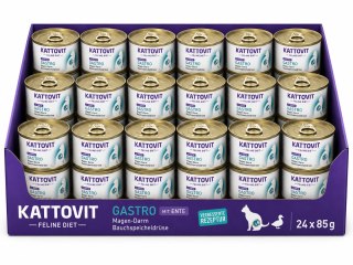 ZESTAW KATTOVIT GASTRO układ pokarmowy KACZKA puszka dla kota 24X85g