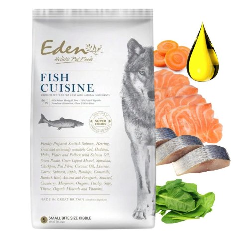 ZESTAW Karma Eden Fish Cuisine - Rasy Małe XS S 2kg łosoś śledź biała ryba