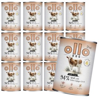 ZESTAW OLLO PLUS KOLAGEN - CIELĘCINA 12X400g - MONOBIAŁKOWA KARMA MOKRA DLA PSA
