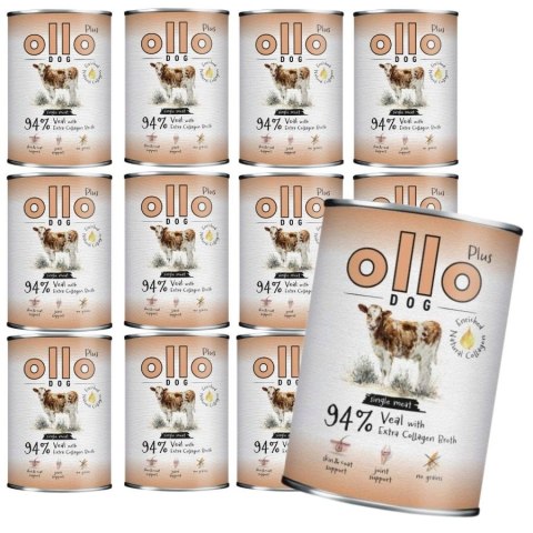 ZESTAW OLLO PLUS KOLAGEN - CIELĘCINA 12X400g - MONOBIAŁKOWA KARMA MOKRA DLA PSA
