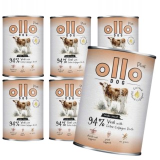 ZESTAW OLLO PLUS KOLAGEN - CIELĘCINA 6X400g - MONOBIAŁKOWA KARMA MOKRA DLA PSA