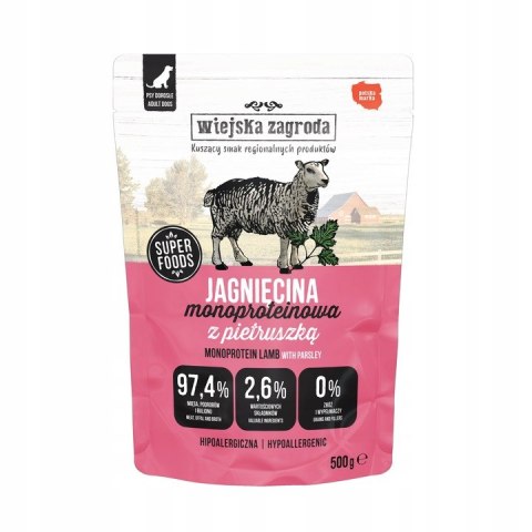 ZESTAW Wiejska Zagroda Karma mokra dla psa Monobiałkowa Jagnięcina 6X500g