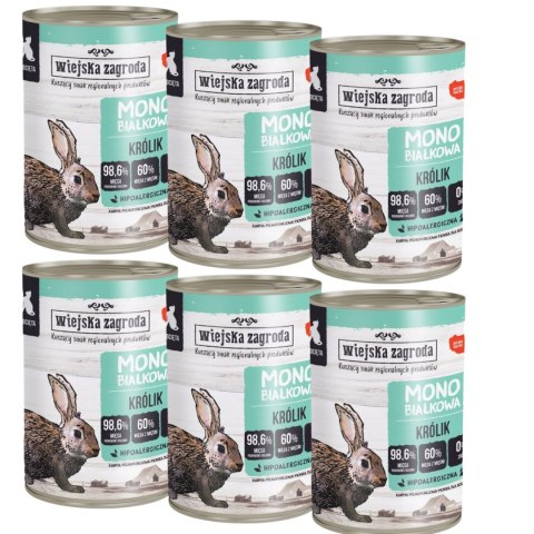 ZESTAW Wiejska Zagroda karma mokra dla kociąt Monoproteinowa Królik 6X400g